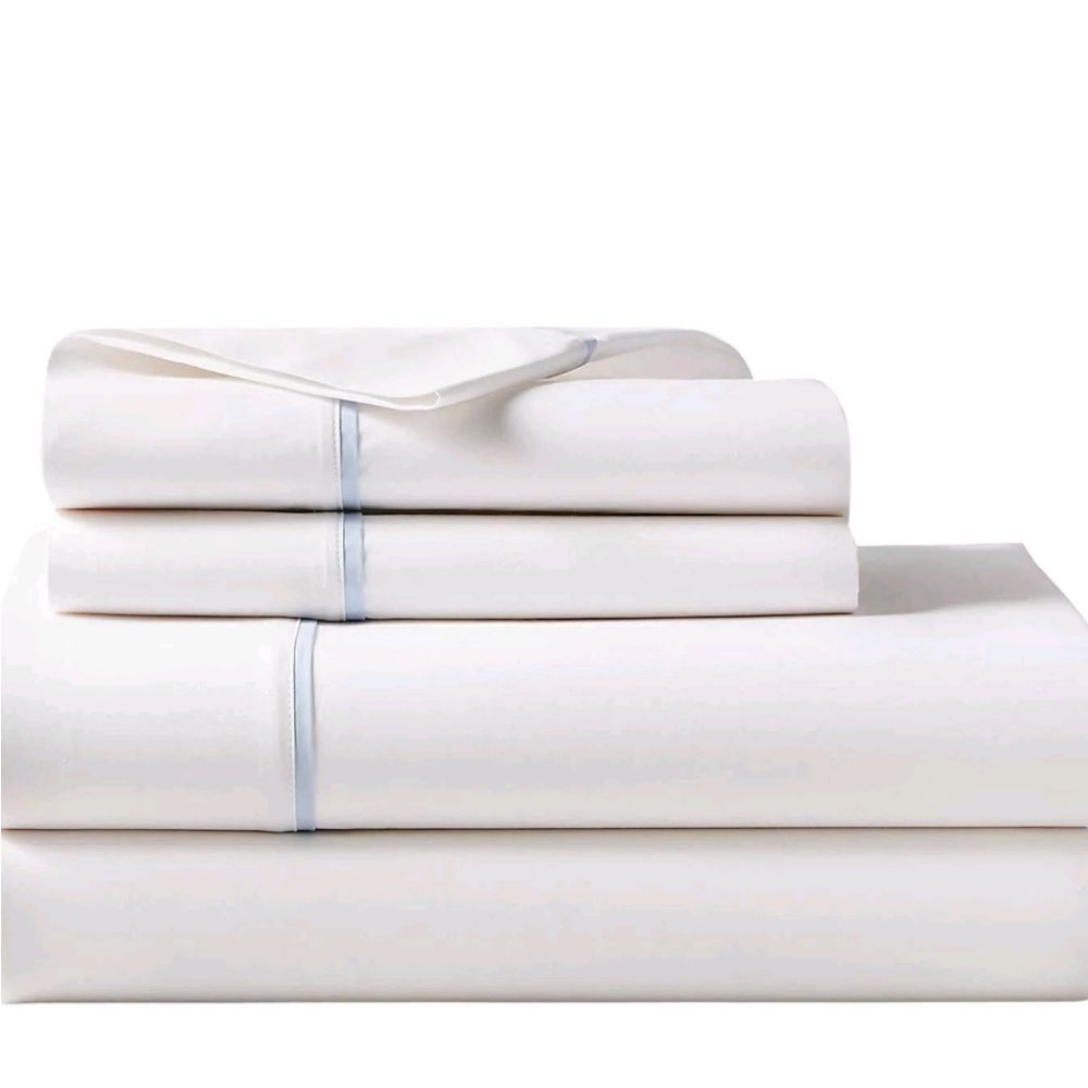 NWT Ralph Lauren Queen Flat Sheet Organic Cotton Palmer Polo Sky Blue